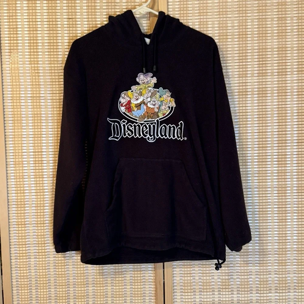 Walt Disney World Men's S 7 Dwarfs‎ Hoodie Sweatshirt  Black Fleece Activewear